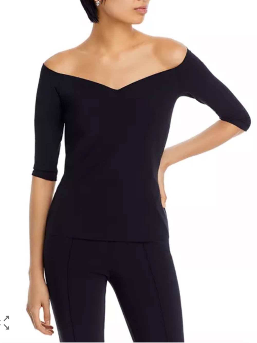 Chiara Boni La Petite Robe Saffron Top Black Sweetheart Neckline Off Shoulder
